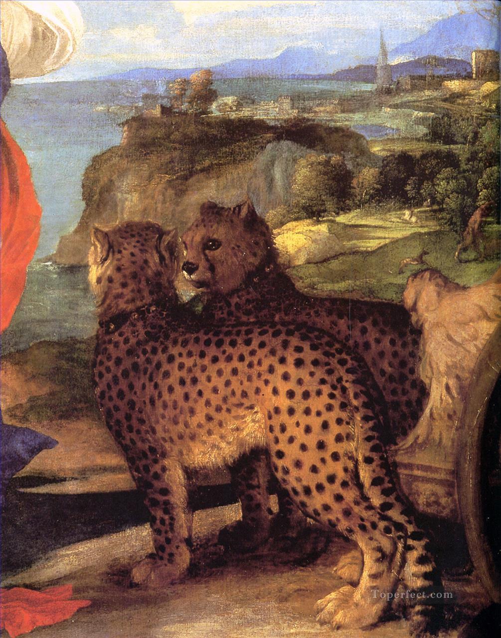 Bacchus und Ariadnedetail Tiziano Tizian Panther Ölgemälde